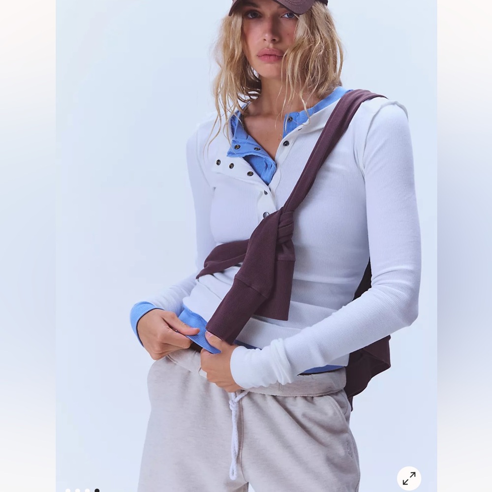 Free People Rally Rib Henley in Optic White